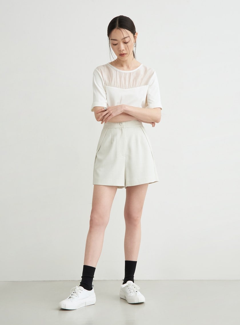 提織反摺斜袋細節短褲