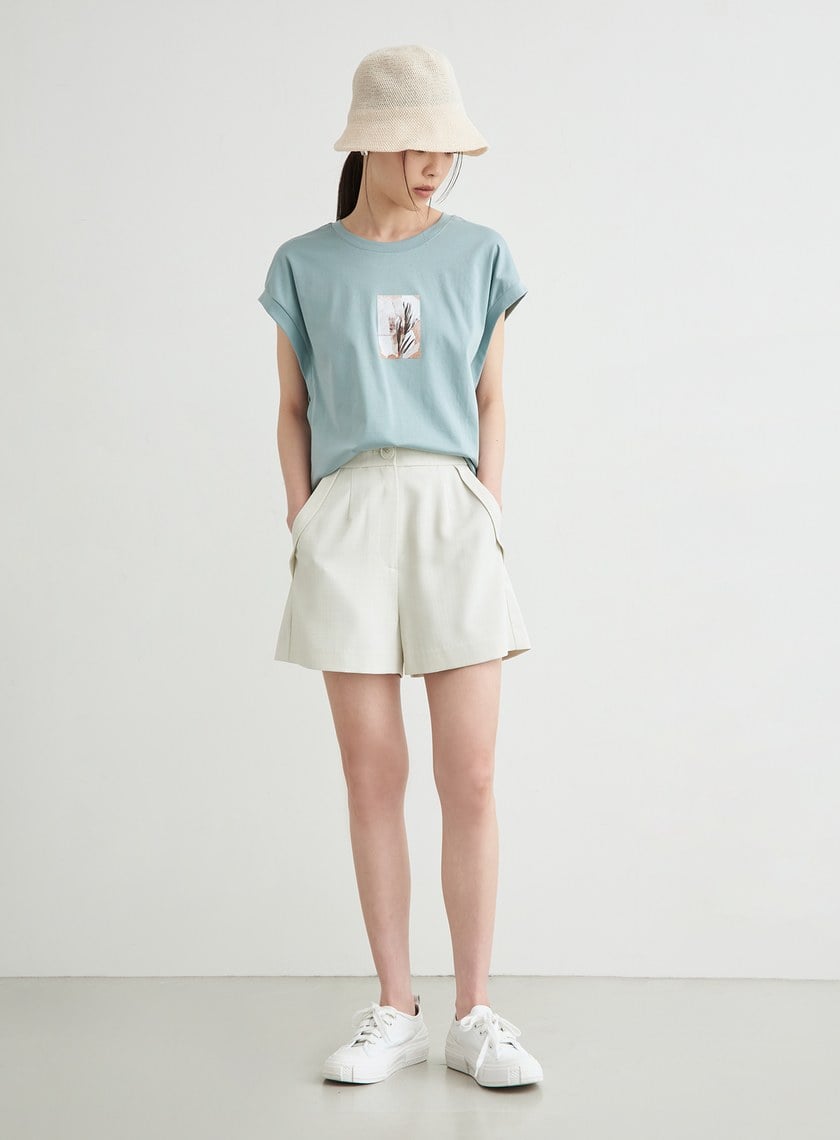 提織反摺斜袋細節短褲