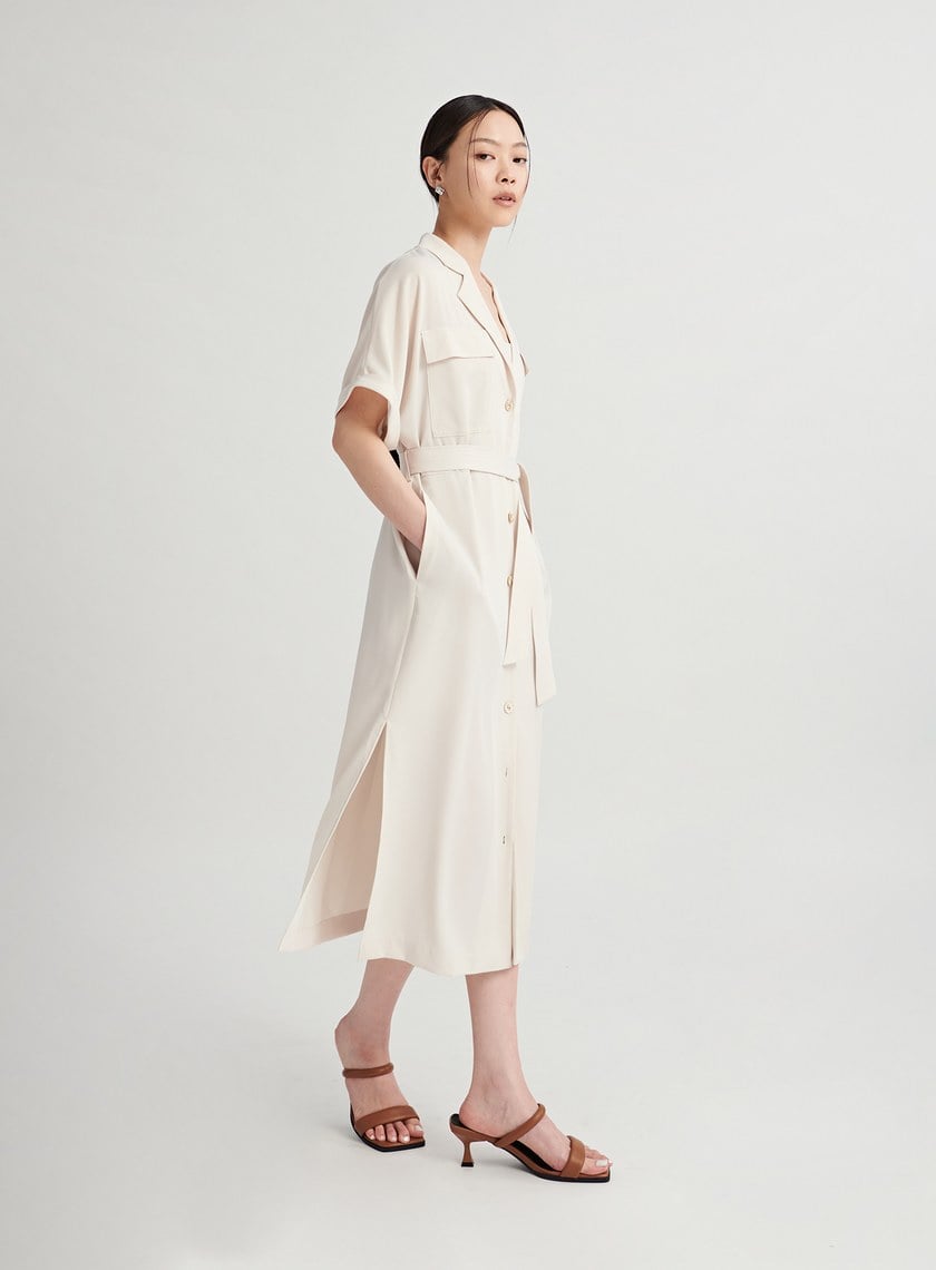 率性壓線設計罩衫襯衫洋裝