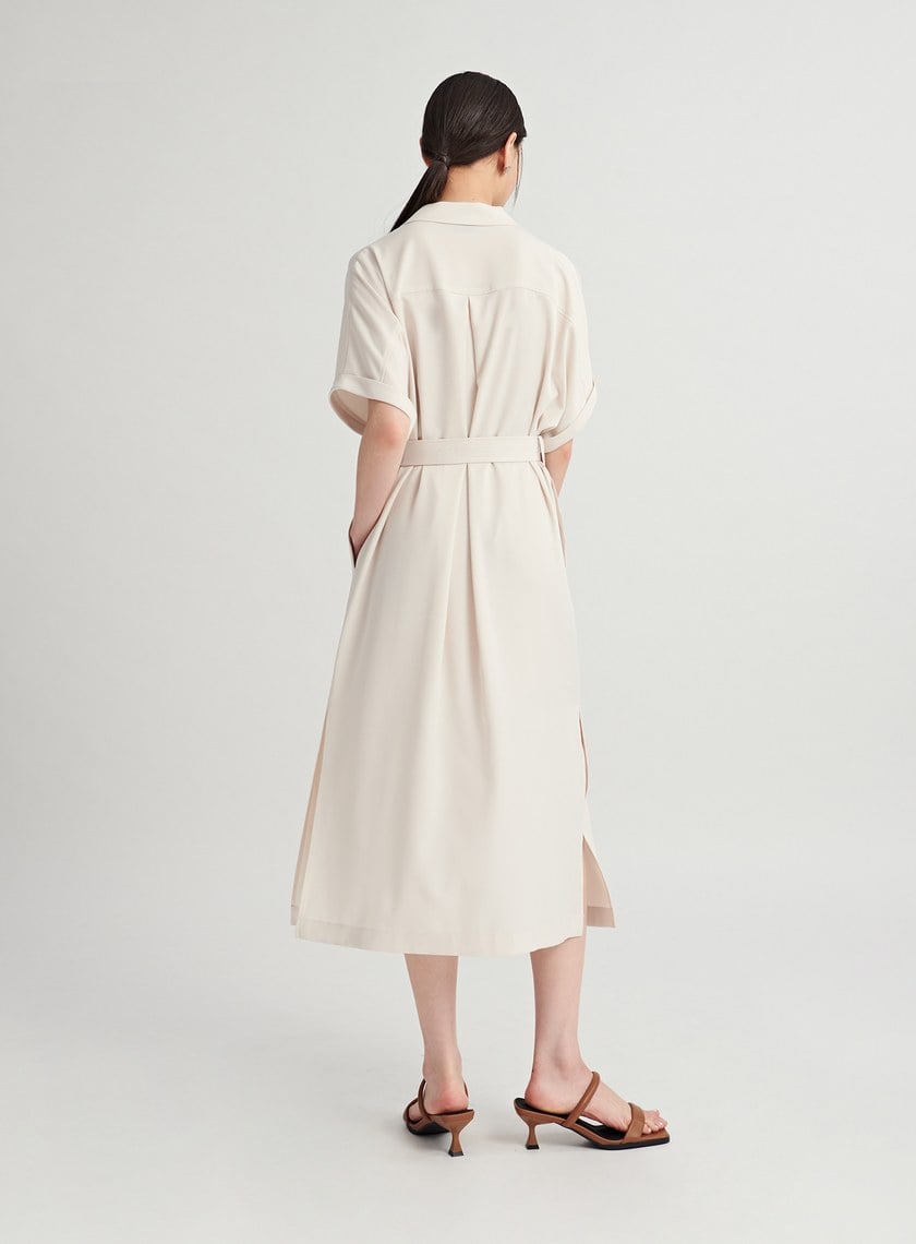 率性壓線設計罩衫襯衫洋裝