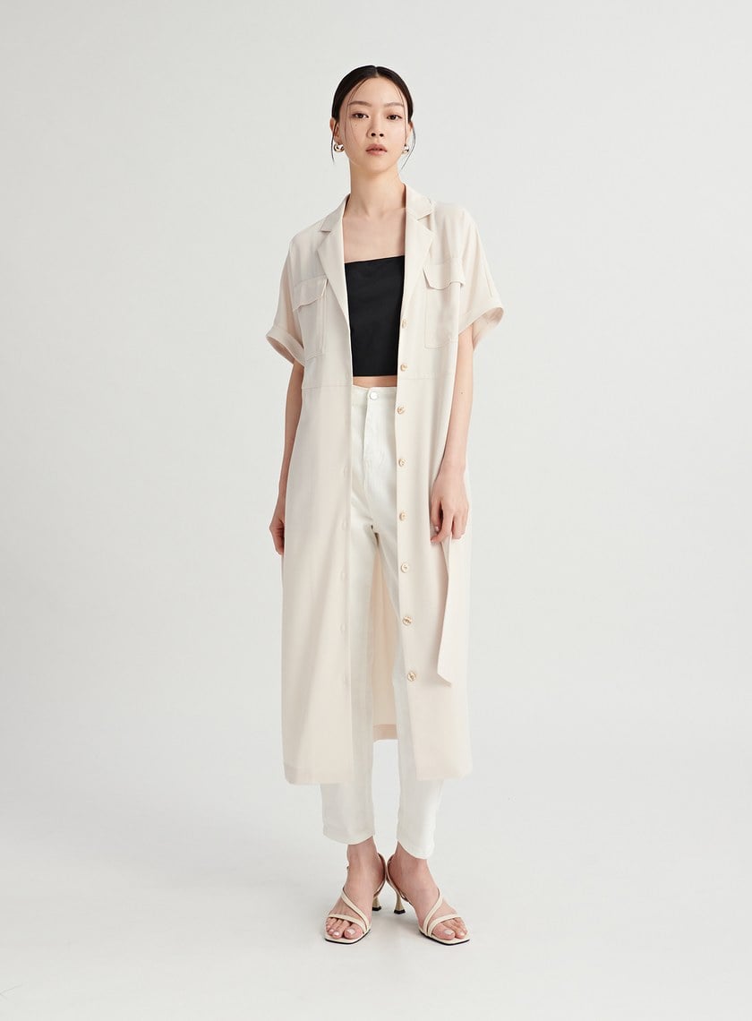 率性壓線設計罩衫襯衫洋裝