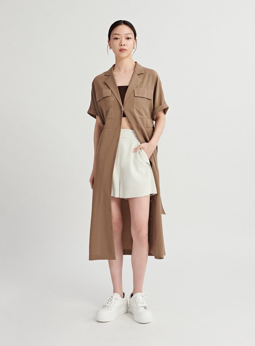 率性壓線設計罩衫襯衫洋裝