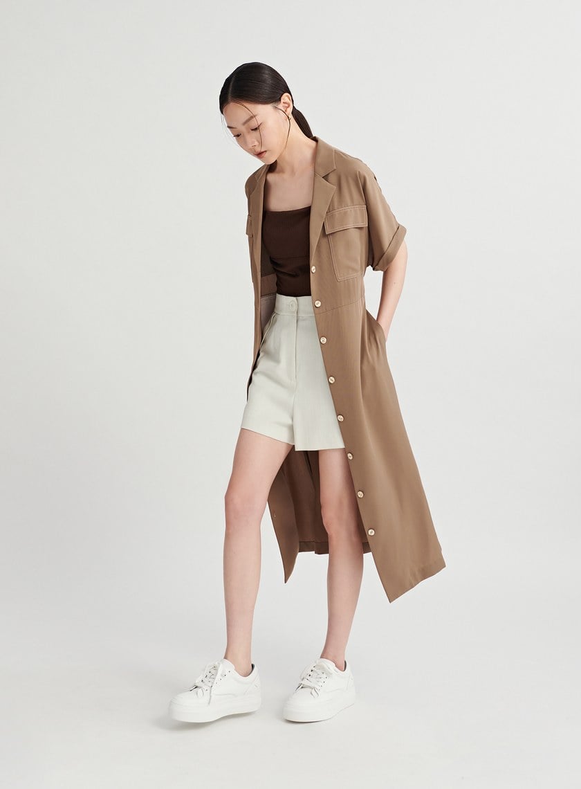 率性壓線設計罩衫襯衫洋裝