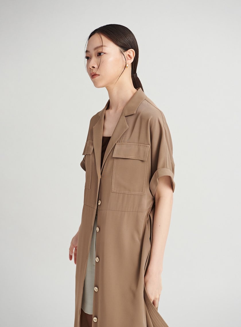 率性壓線設計罩衫襯衫洋裝