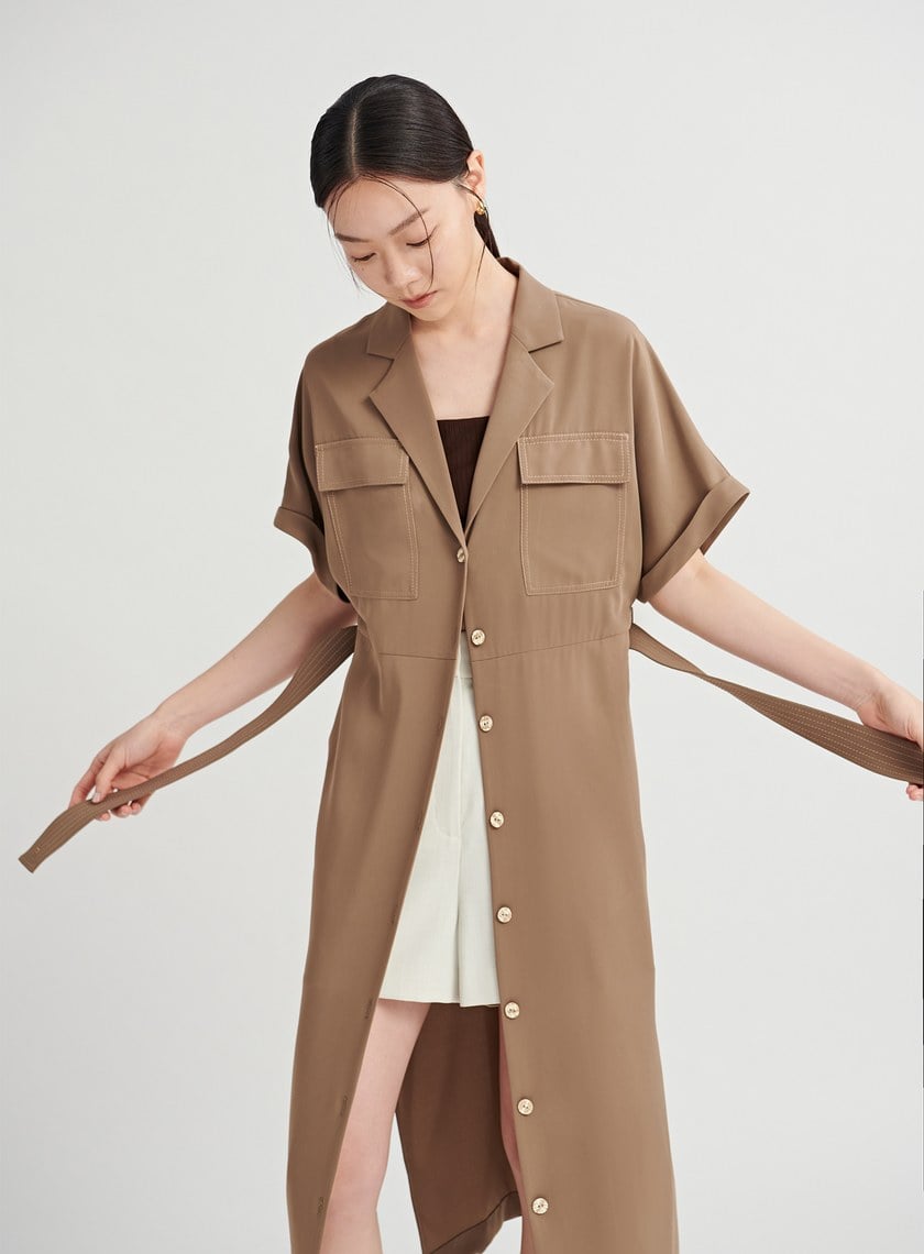 率性壓線設計罩衫襯衫洋裝