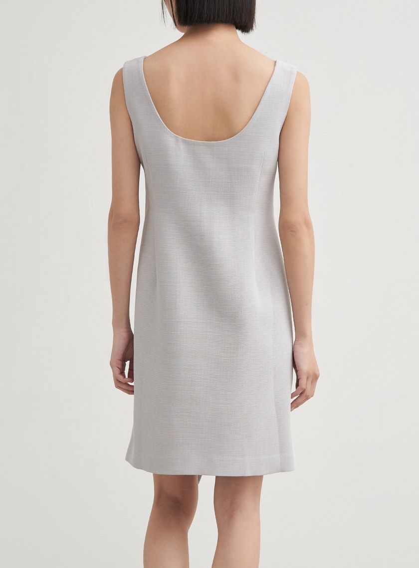 肌理排釦無袖平口洋裝