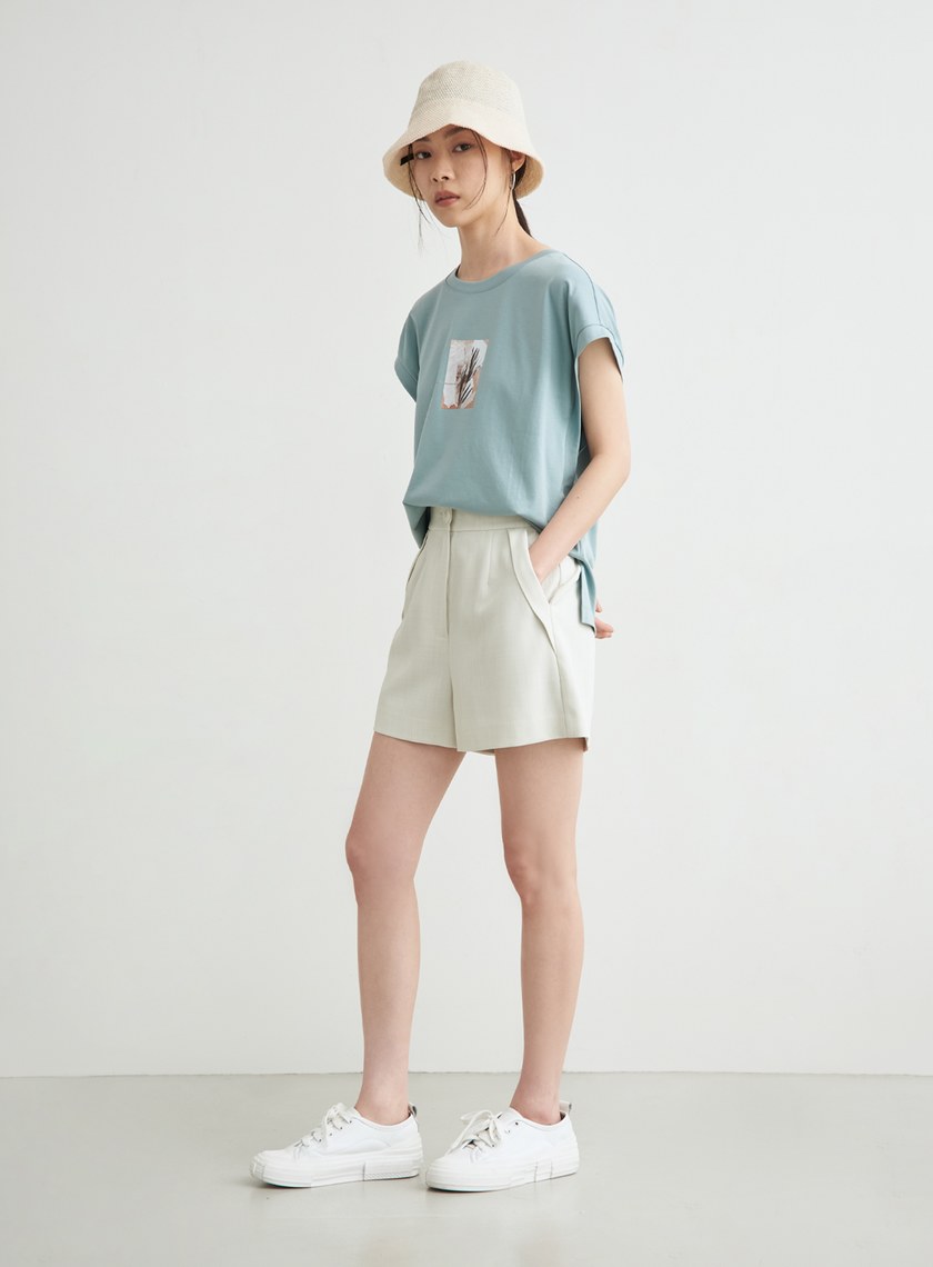 休閒寬鬆印花無袖上衣