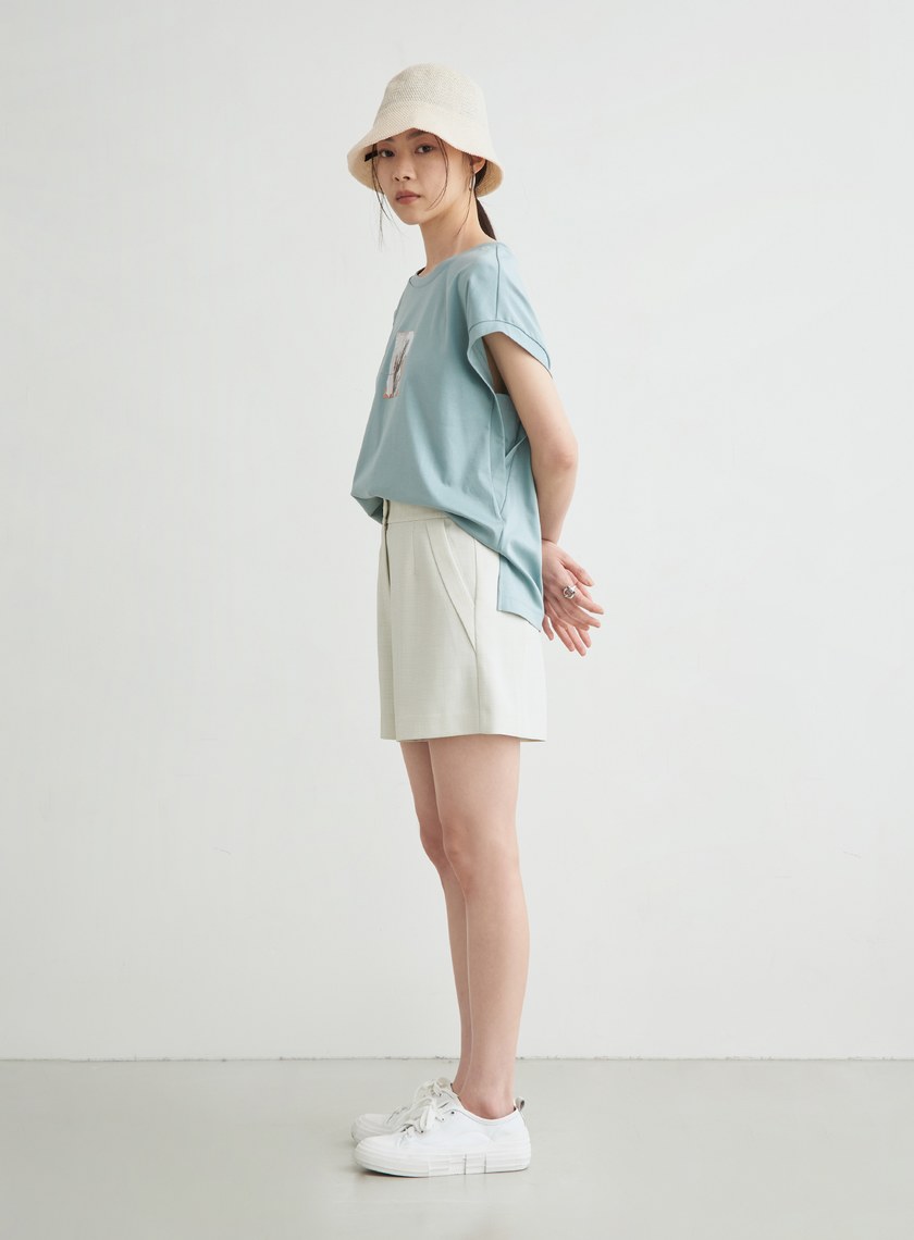 休閒寬鬆印花無袖上衣