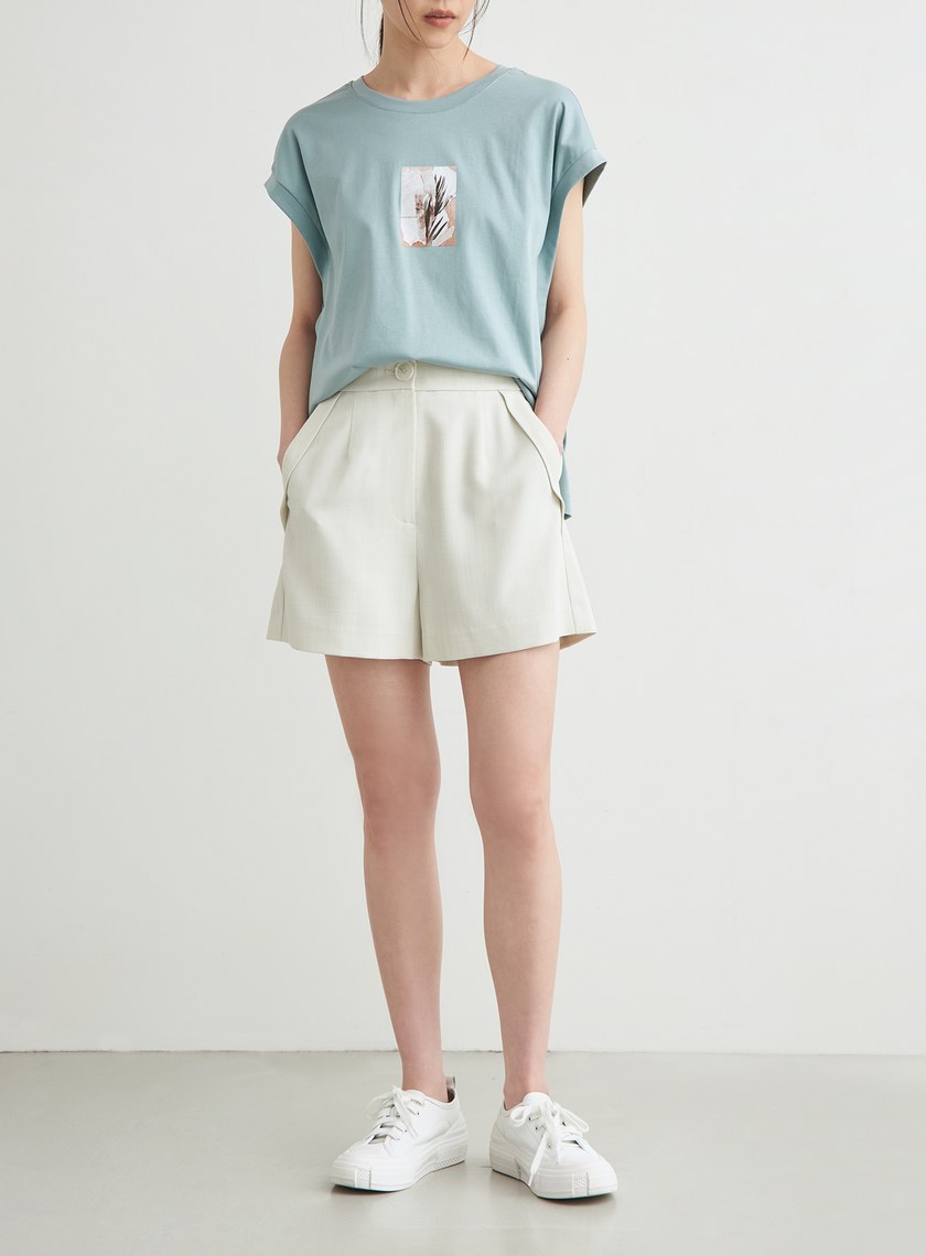 休閒寬鬆印花無袖上衣