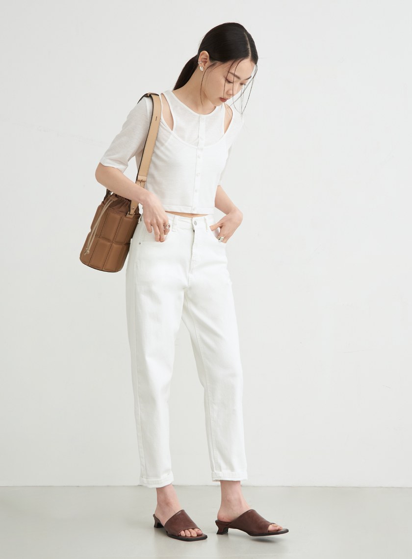 假兩件簍空細節短袖上衣