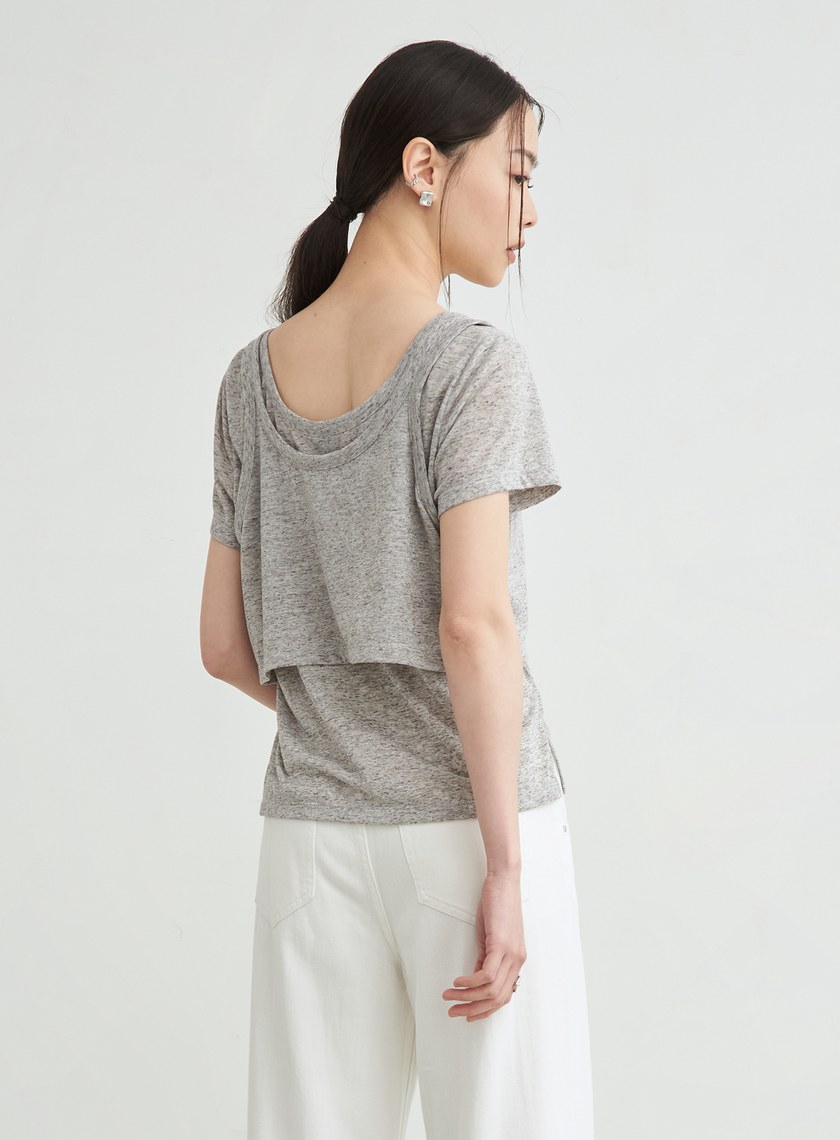 雙層結構兩件式短袖上衣