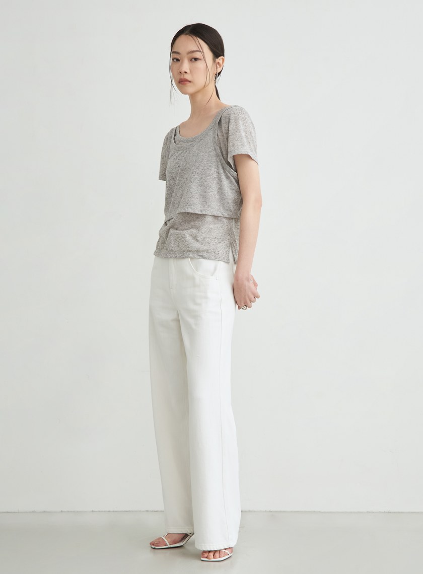 雙層結構兩件式短袖上衣