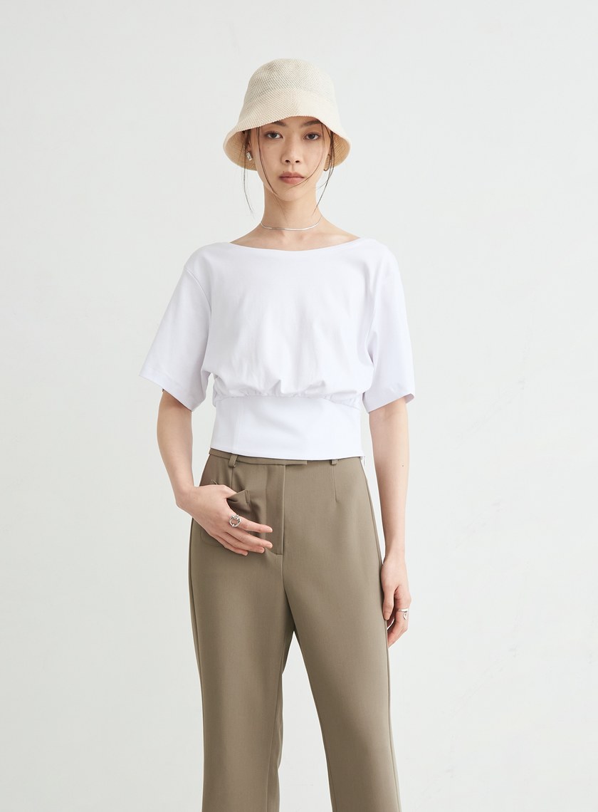 個性馬甲式收腰短袖上衣