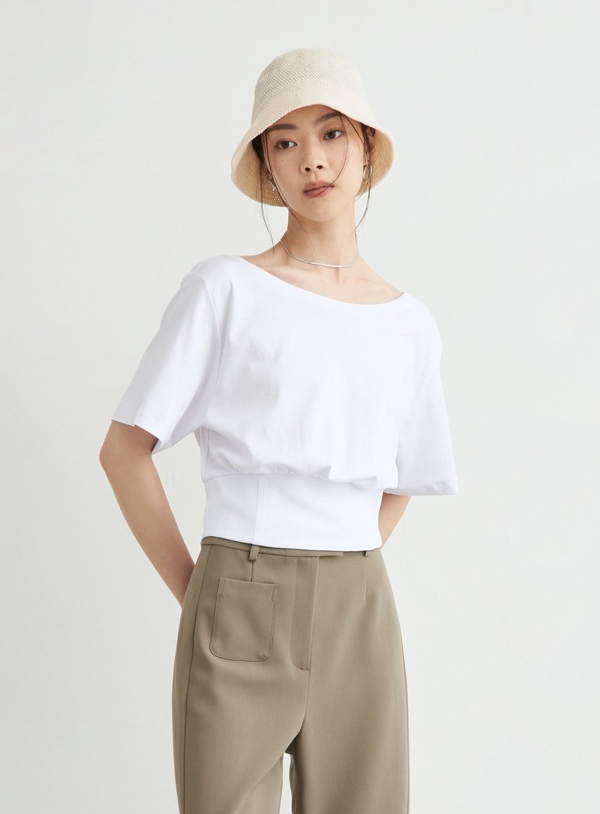 個性馬甲式收腰短袖上衣