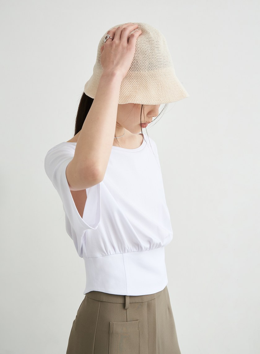 個性馬甲式收腰短袖上衣