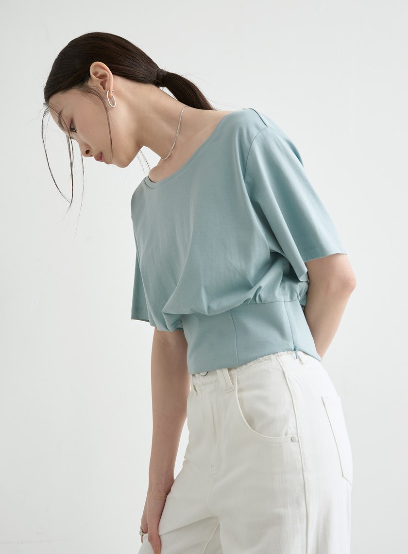 個性馬甲式收腰短袖上衣