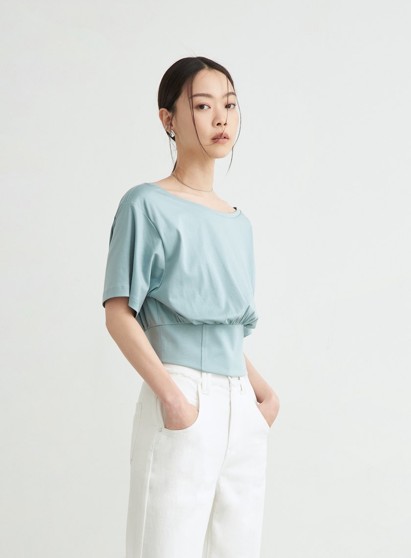 個性馬甲式收腰短袖上衣