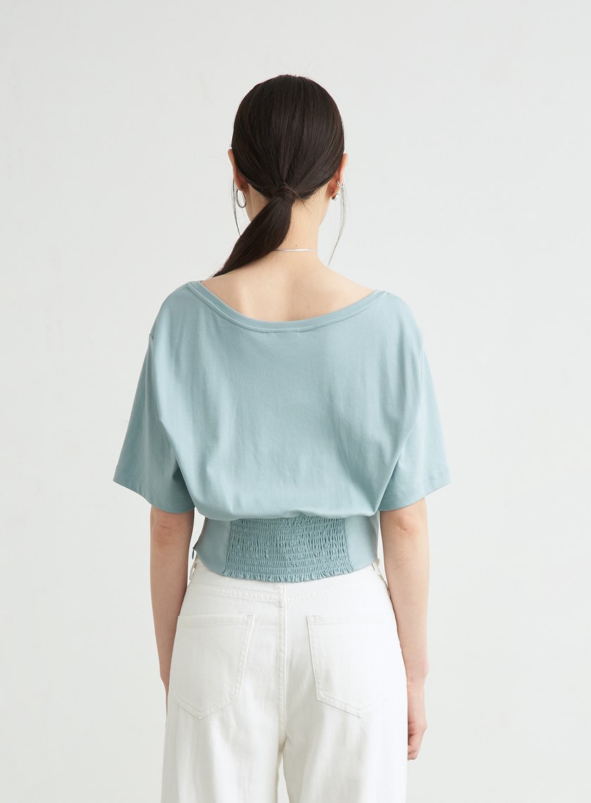 個性馬甲式收腰短袖上衣