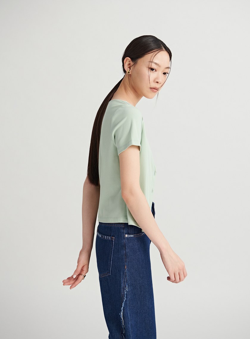 親膚假兩件鏤空針織上衣