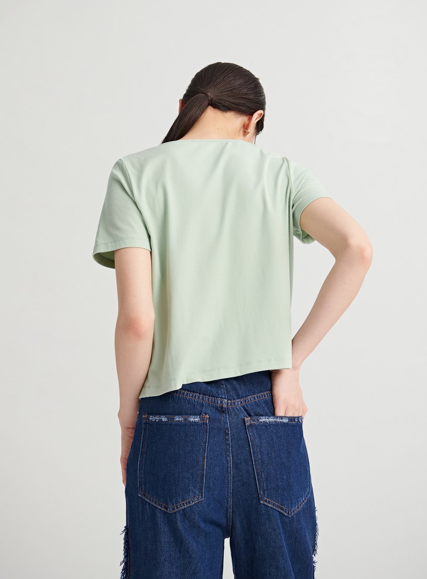 親膚假兩件鏤空針織上衣