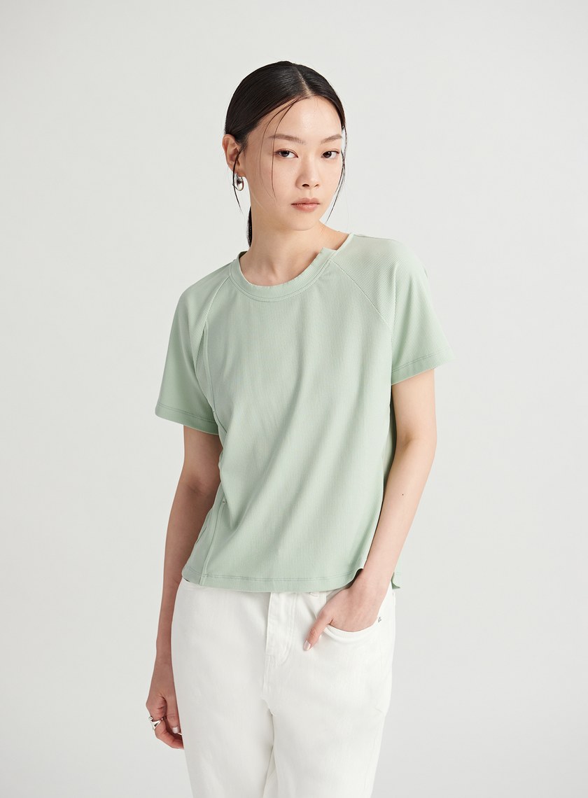 解構圓領短袖上衣