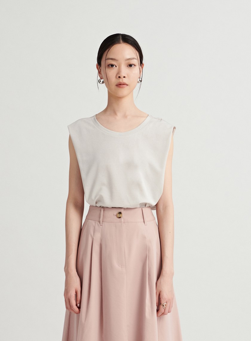 襯衫拼接細節無袖上衣