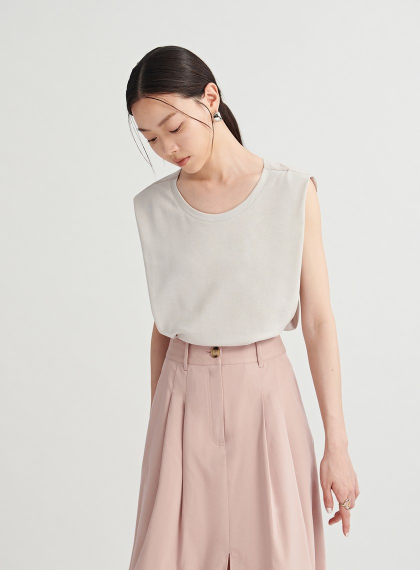 襯衫拼接細節無袖上衣