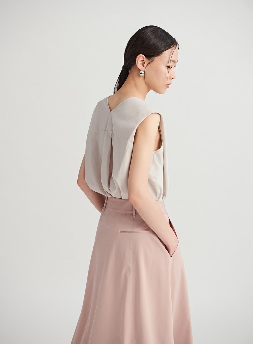 襯衫拼接細節無袖上衣