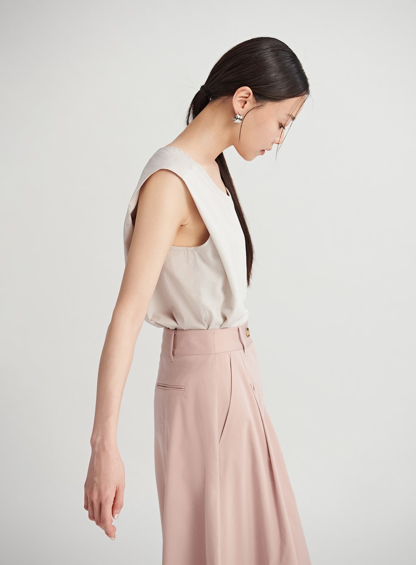 襯衫拼接細節無袖上衣