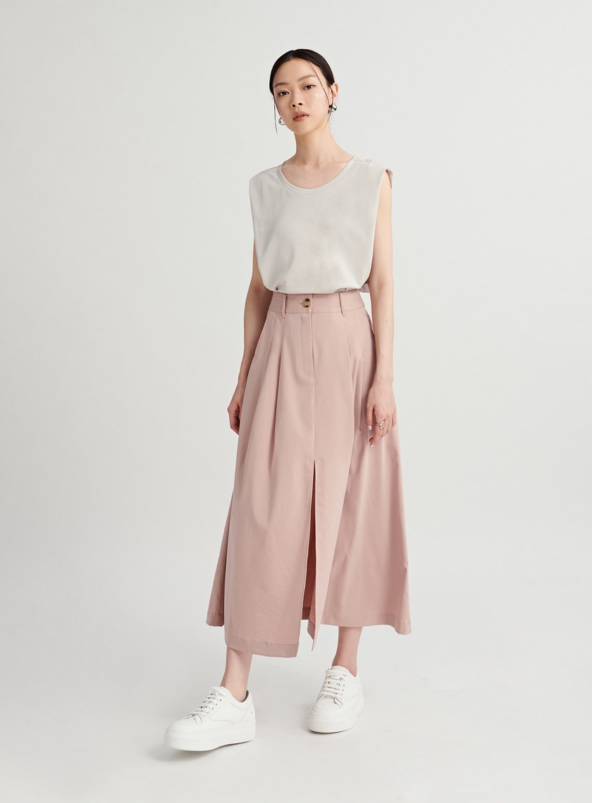 襯衫拼接細節無袖上衣