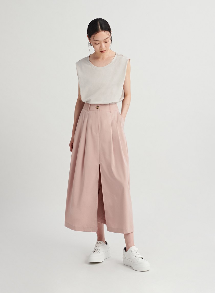 襯衫拼接細節無袖上衣