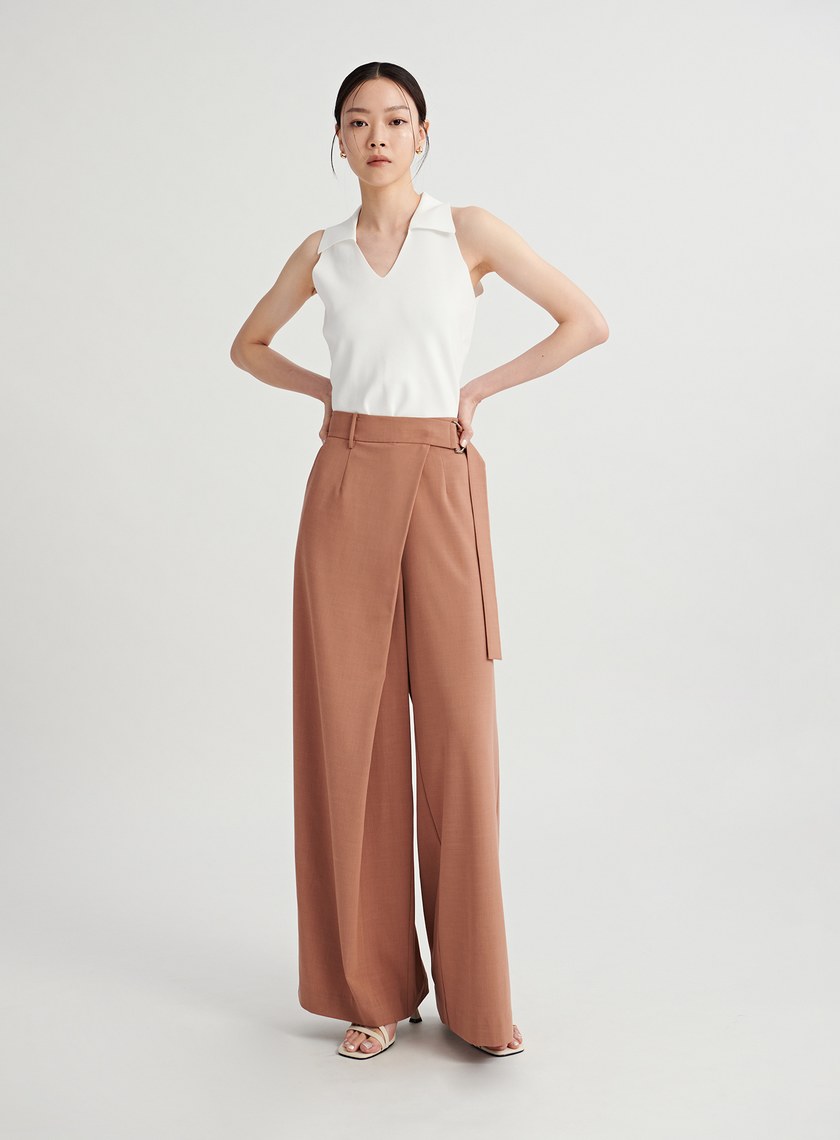 俐落V領針織無袖上衣