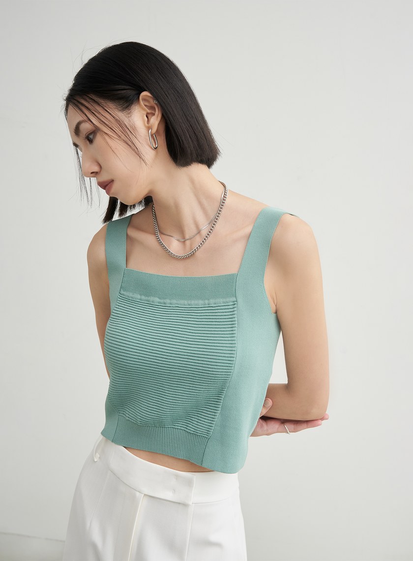 寬肩帶平口針織背心