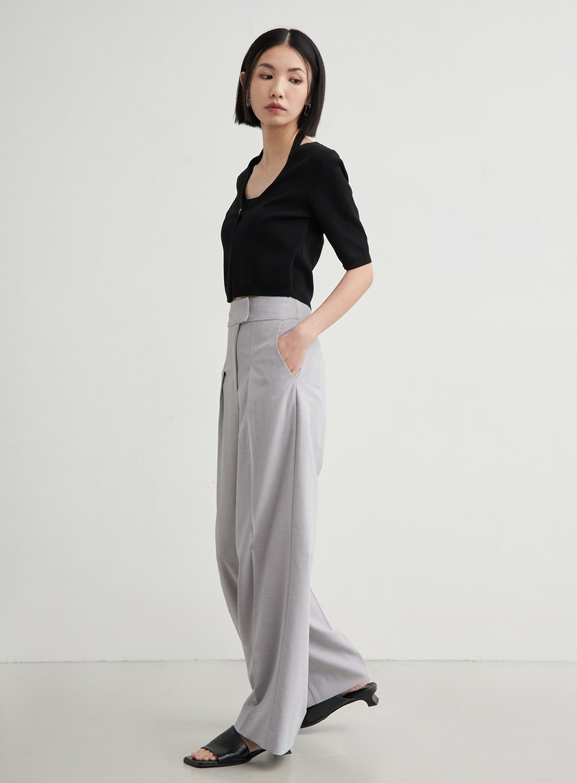 假兩件短版針織短袖上衣