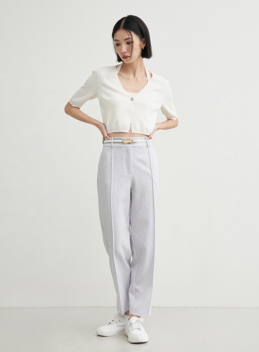 假兩件短版針織短袖上衣