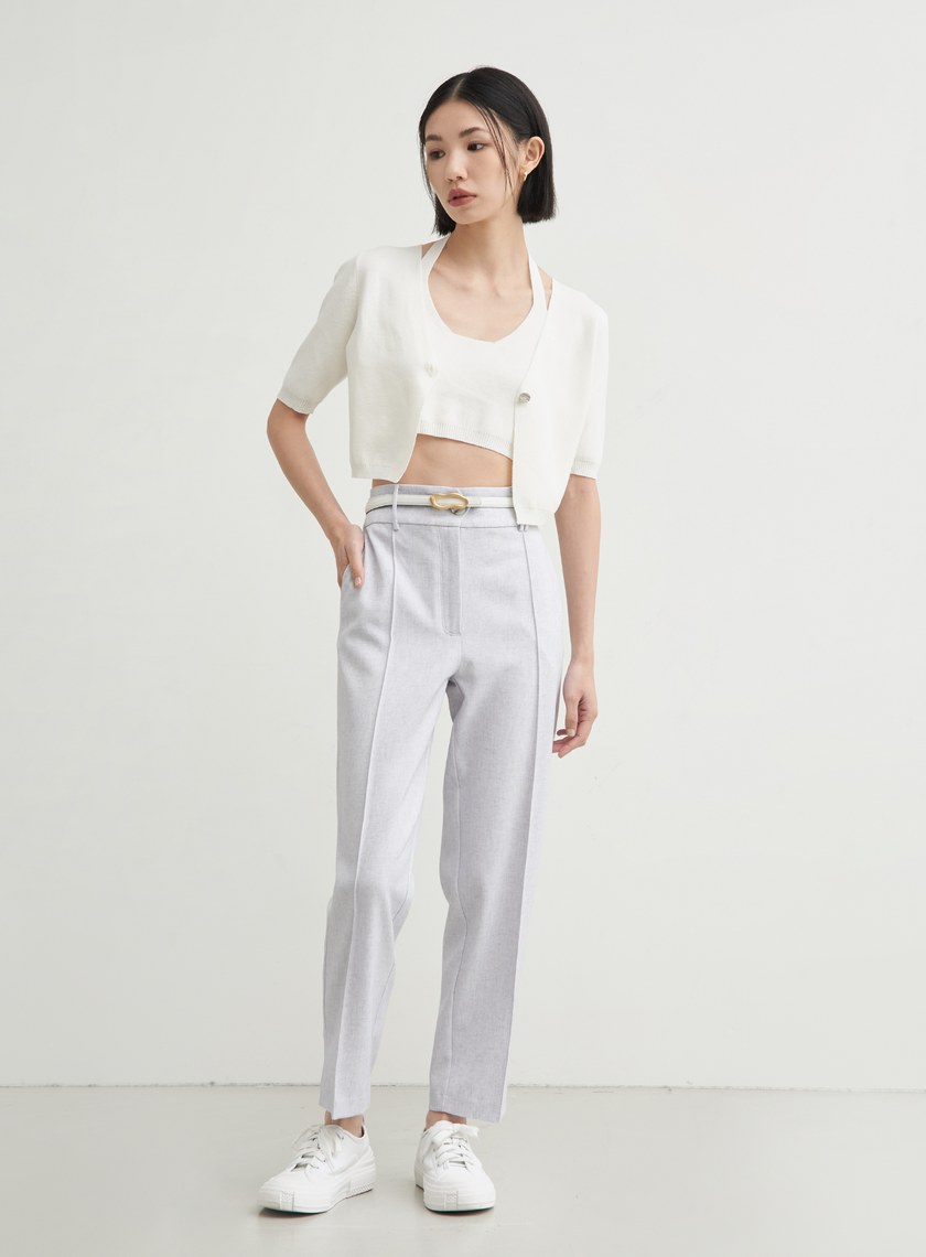 假兩件短版針織短袖上衣