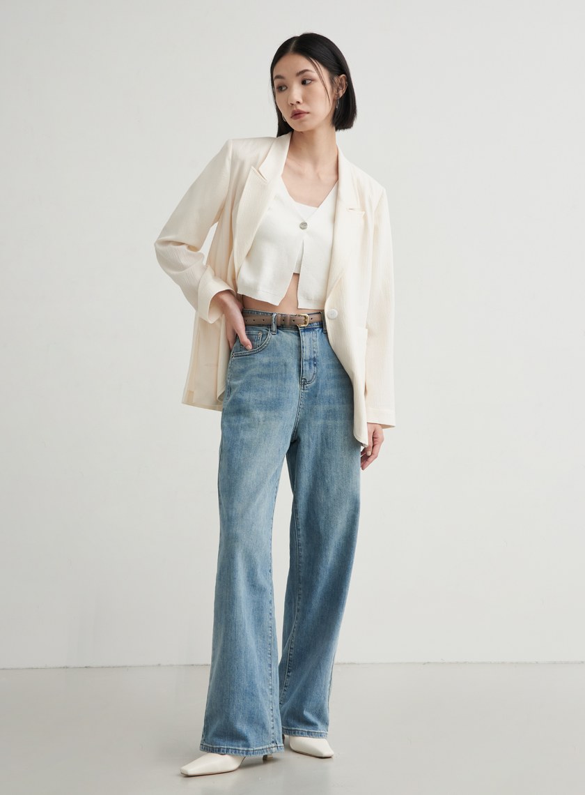 假兩件短版針織短袖上衣