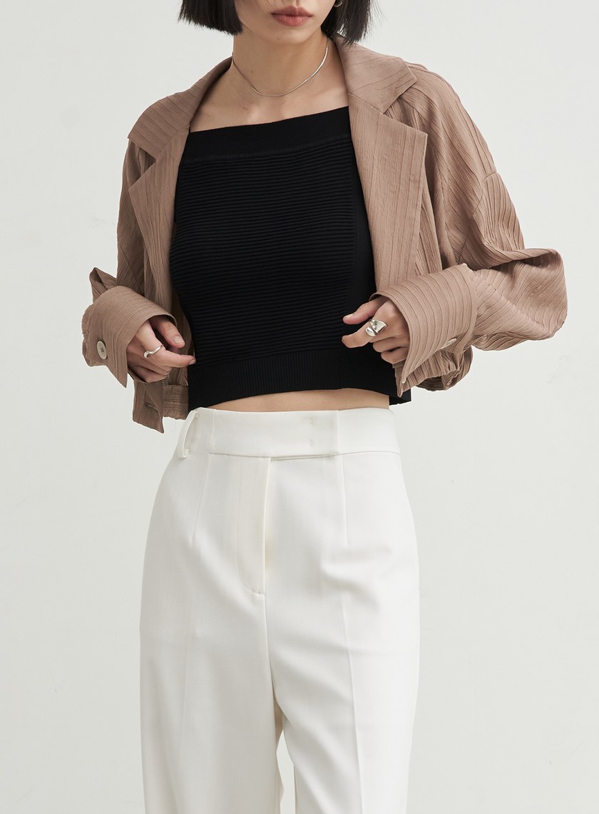 肌理紋短版休閒長袖外套