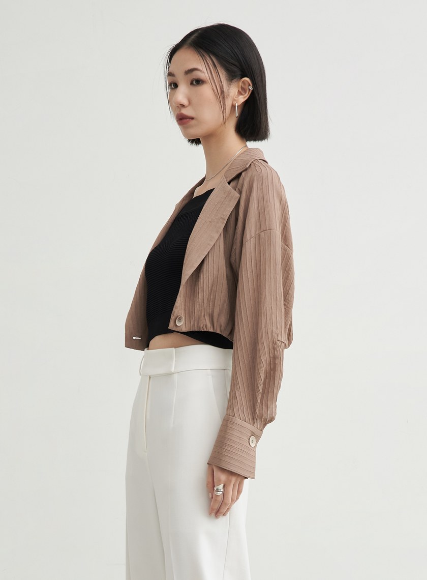 肌理紋短版休閒長袖外套