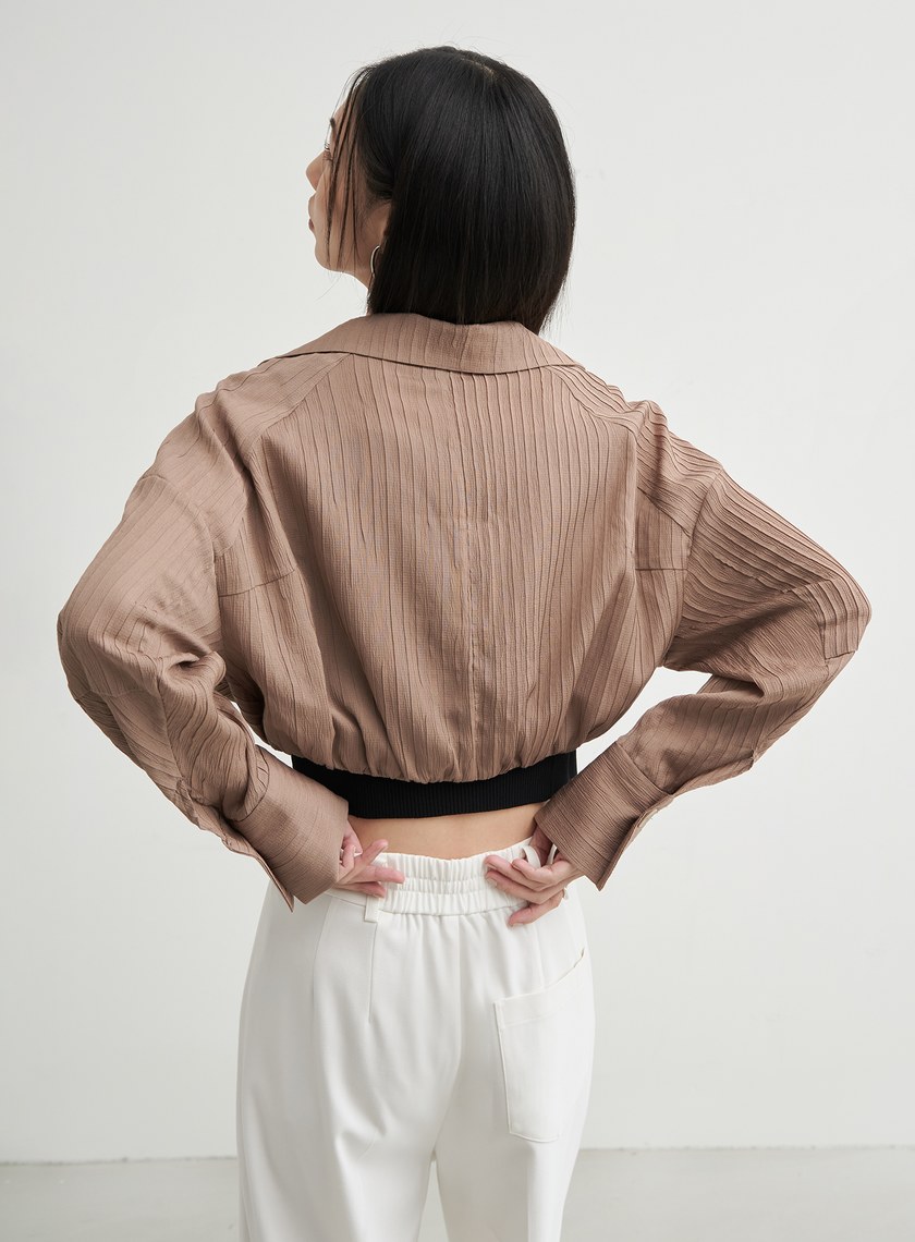 肌理紋短版休閒長袖外套