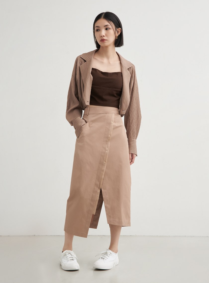 肌理紋短版休閒長袖外套