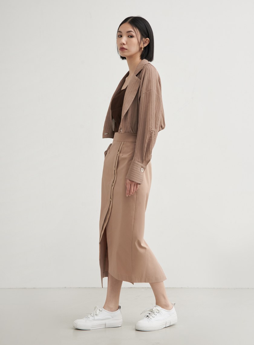 肌理紋短版休閒長袖外套