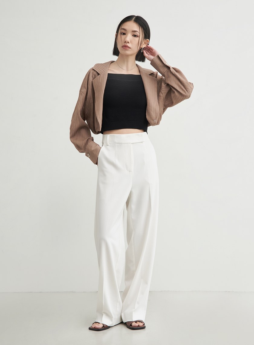 肌理紋短版休閒長袖外套