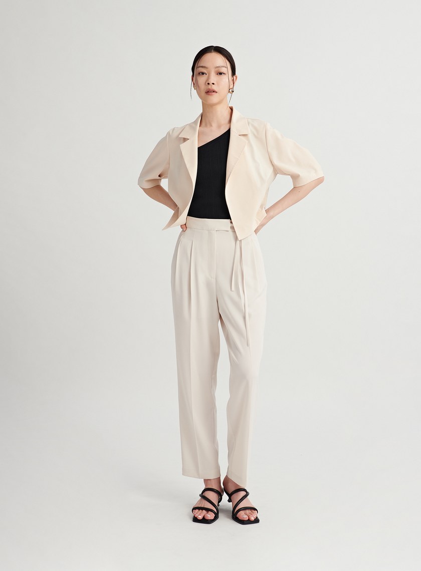 打摺泡袖休閒短袖外套