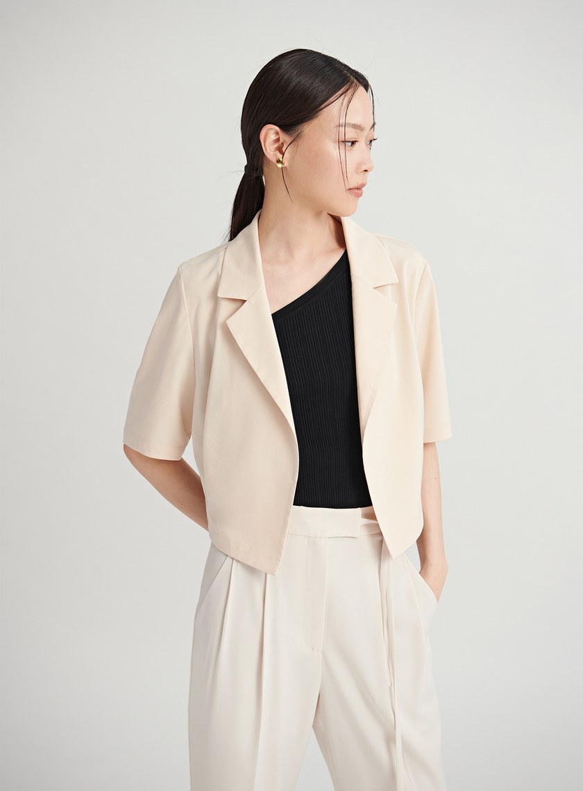 打摺泡袖休閒短袖外套