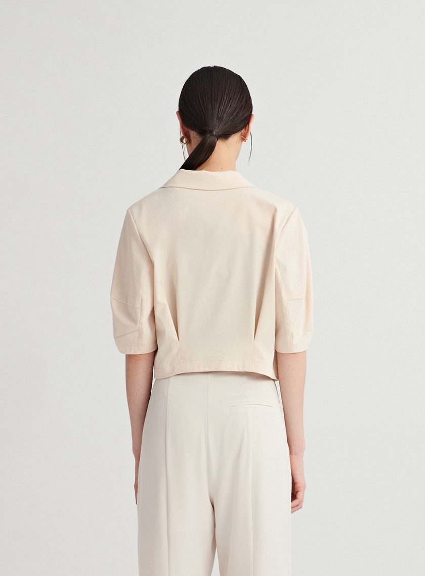 打摺泡袖休閒短袖外套