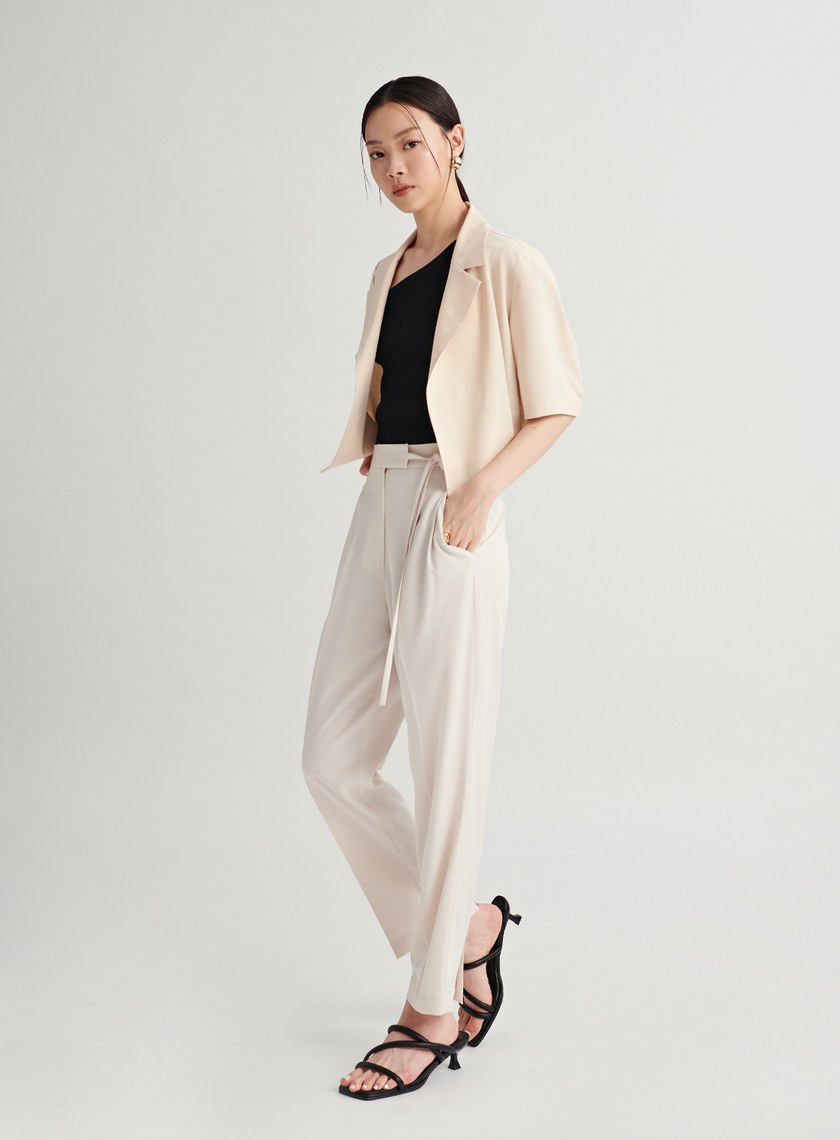 打摺泡袖休閒短袖外套