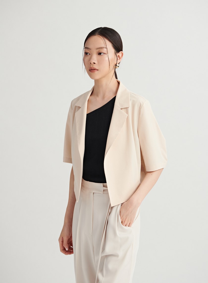 打摺泡袖休閒短袖外套