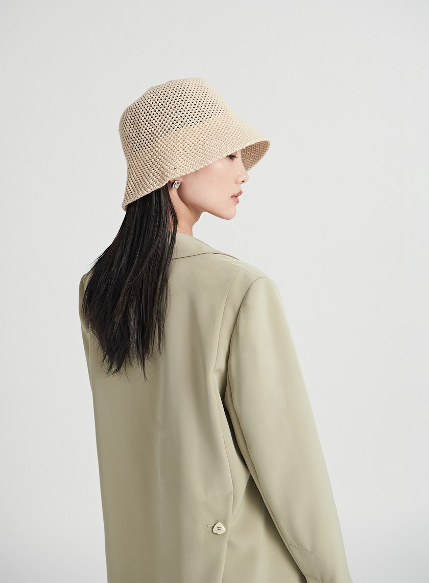 簍空編織鐘型帽