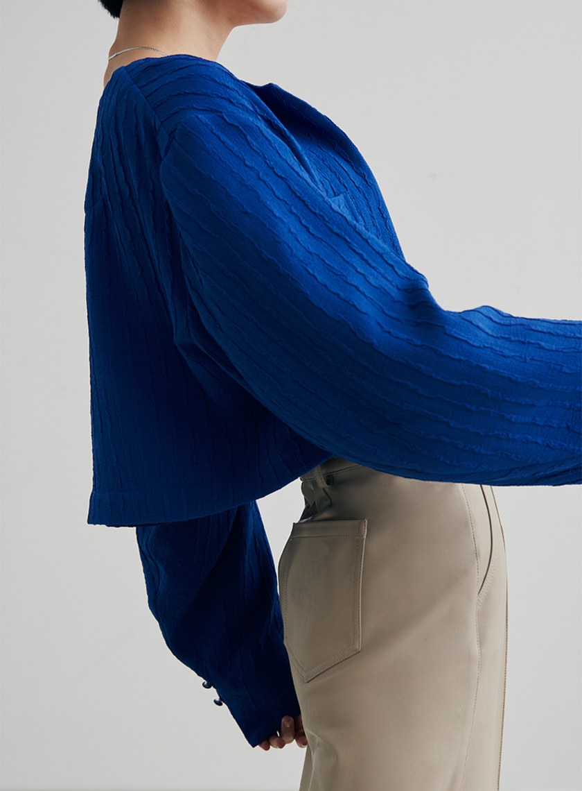 肌理雙口袋短版休閒外套